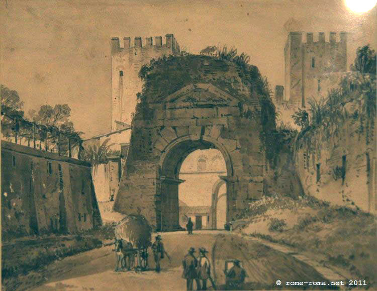 Ippolito Caffi,Arc de Drusus et Porte Saint-Sébastien (environ 1837)